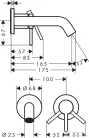 Hansgrohe Tecturis S falsík alatti mosdó csaptelep 16,5 cm-es kifolyóval,belső egység nélkül,szálcsiszolt fekete króm 73350340