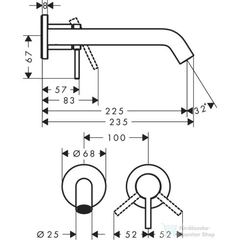 Hansgrohe Tecturis S falsík alatti mosdó csaptelep belső egység nélkül,matt fehér 73351700