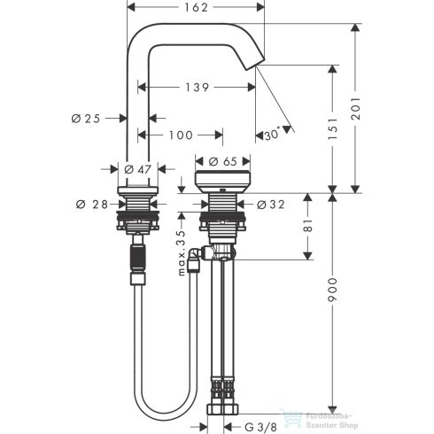 Hansgrohe Tecturis S 150 Coolstart Ecosmart+ mosdó csaptelep nem zárható leeresztővel,matt fekete 73353670