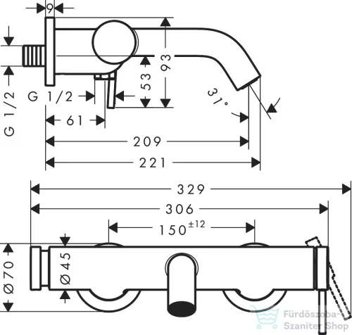 Hansgrohe Tecturis S kádtöltő csaptelep zuhanyszett nélkül,szálcsiszolt bronz 73422140