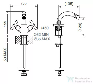 Bugnatese RODOS bidet csaptelep click-clack leeresztővel,bronz 7344SCBR