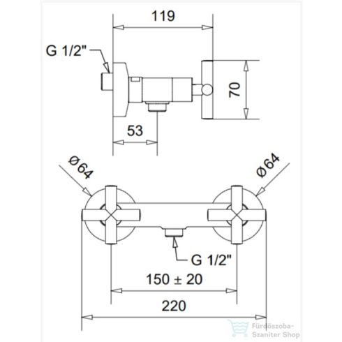 Bugnatese RODOS zuhany csaptelep test,bronz 7346BR