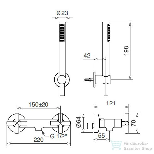 Bugnatese RODOS zuhany csaptelep zuhanyszettel,rame 7348RA