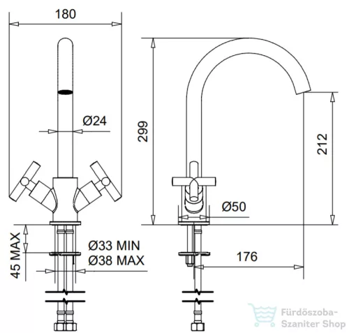 Bugnatese Rodos álló mosogató csaptelep,króm 7351CR