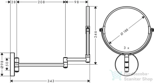 Hansgrohe LOGIS fali kozmetikai tükör, króm 73561000