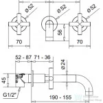 Bugnatese RODOS falsík alatti mosdó csaptelep 19 cm-es kifolyóval,click-clack leeresztővel,króm 7365SCCR