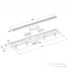 Sapho POLYSAN KLAVER padlóösszefolyó, inox ráccsal, superflow, DN50, 710x122x65mm (73721)