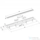 Sapho POLYSAN KLAVER padlóösszefolyó, inox ráccsal, superflow, DN50, 810x122x65mm (73731)