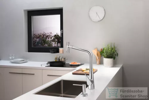 Hansgrohe Metris Select M71 mosogató csaptelep kihúzható kifolyóval, króm 73816000
