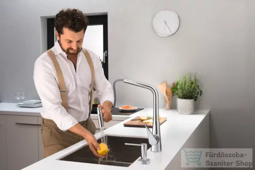 Hansgrohe Metris Select M71 mosogató csaptelep kihúzható kifolyóval, króm 73816000