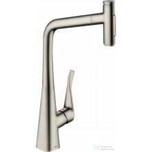   Hansgrohe Metris Select M71 mosogató csaptelep kihúzható kifolyóval, nemesacél felület 73816800