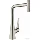 Hansgrohe Metris Select M71 mosogató csaptelep kihúzható kifolyóval, nemesacél felület 73816800