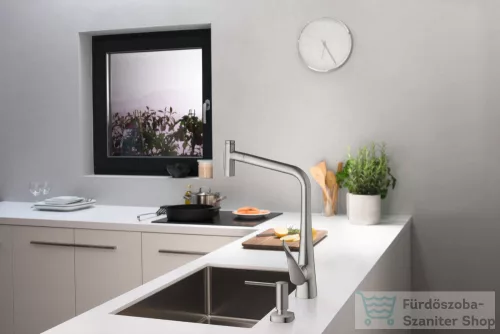 Hansgrohe Metris Select M71 mosogató csaptelep kihúzható kifolyóval, nemesacél felület 73816800