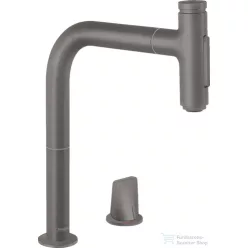   Hansgrohe TALIS M71 egykaros 2 lyukú mosogató csaptelep kihúzható fejjel, szálcsiszolt fekete/króm 73818340