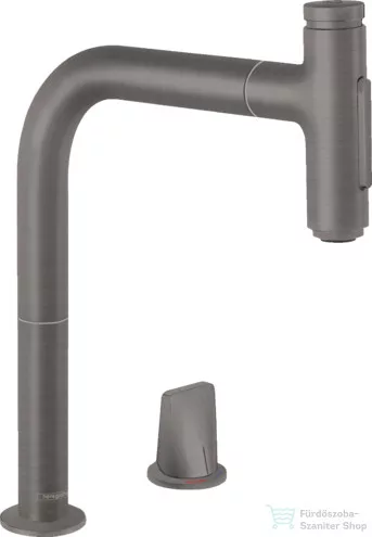 Hansgrohe TALIS M71 egykaros 2 lyukú mosogató csaptelep kihúzható fejjel, szálcsiszolt fekete/króm 73818340