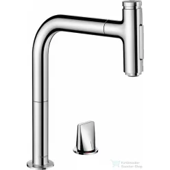   Hansgrohe METRIS Select M71 2 lyukú egykaros konyhai csaptelep 200, kihúzható zuhanyfejjel, 2 jet, króm 73819000