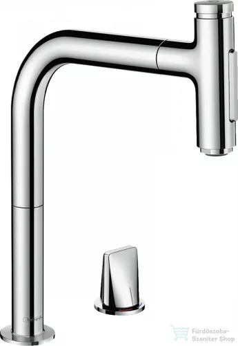 Hansgrohe METRIS Select M71 2 lyukú egykaros konyhai csaptelep 200, kihúzható zuhanyfejjel, 2 jet, króm 73819000