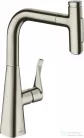 Hansgrohe METRIS Select M71 M7117-H240 egykaros mosogató csaptelep kihúzható kifolyóval, nemesacél felület 73822800