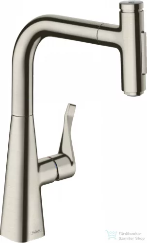 Hansgrohe METRIS Select M71 M7117-H240 egykaros mosogató csaptelep kihúzható kifolyóval, nemesacél felület 73822800