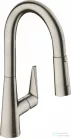 Hansgrohe Talis M51 160 mosogató csaptelep kihúzható fejjel, 2 jet, sBox, nemesacél felület 73850800