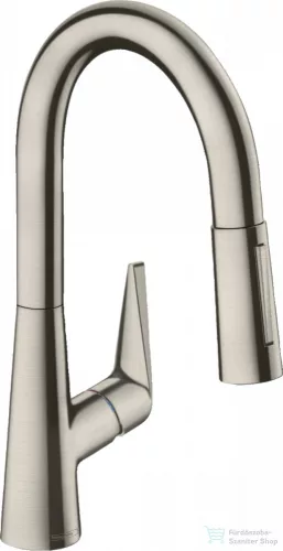 Hansgrohe Talis M51 160 mosogató csaptelep kihúzható fejjel, 2 jet, sBox, nemesacél felület 73850800