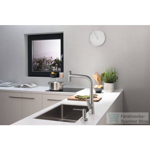 Hansgrohe TALIS M51 300 S-Box egykaros mosogató csaptelep kihúzható zuhanyfejjel,2 jet, rozsdamentes acél hatású 73867800
