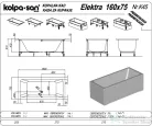 Kolpa San ELEKTRA 160x75 cm-es, beépíthető akril kád, fehér 740700