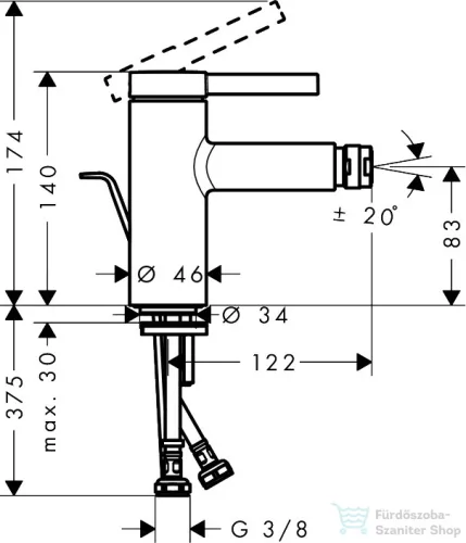Hansgrohe ZESIS S bidé csaptelep automata leeresztővel, matt fekete 74201670