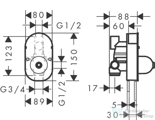 Hansgrohe ZESIS S falsík alatti kád /zuhany csaptelep belső egységgel, matt fekete 74418670