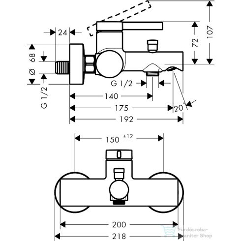 Hansgrohe ZESIS S kádtöltő csaptelep zuhanyszett nélkül, króm 74420000