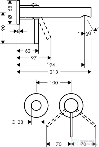 Hansgrohe ZESIS S falsík alatti mosdó csaptelep 19,4 cm-es kifolyóval, króm 74750000