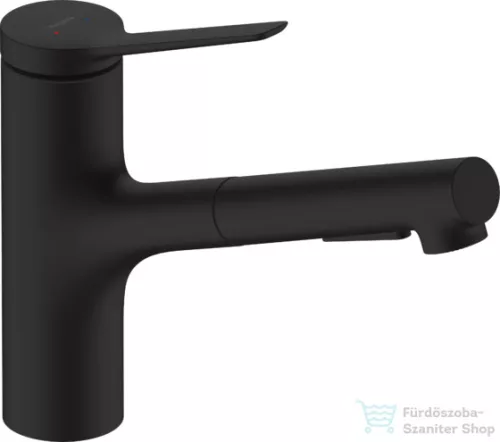 Hansgrohe ZESIS M33 egykaros mosogató csaptelep kihúzható fejjel,140 2 jet, matt fekete 74800670