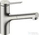 Hansgrohe ZESIS M33 egykaros mosogató csaptelep kihúzható fejjel 140 ,2 jet, nemesacél 74800800