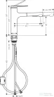 Hansgrohe ZESIS M33 egykaros mosogató csaptelep kihúzható fejjel 160 ,2 jet, króm 74801000