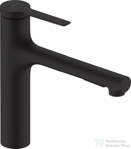 Hansgrohe ZESIS M33 egykaros mosogató csaptelep kihúzható fejjel 160 ,2 jet, matt fekete 74801670