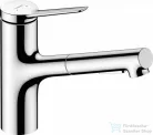 Hansgrohe ZESIS M33 egykaros mosogató csaptelep 140, kihúzható kifolyóval, 2 jet, sBox light, króm 74803000