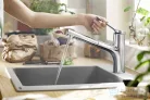 Hansgrohe ZESIS M33 egykaros mosogató csaptelep 140, kihúzható kifolyóval, 2 jet, sBox light, króm 74803000