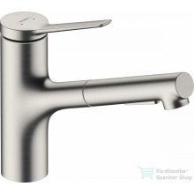   Hansgrohe ZESIS M33 egykaros mosogató csaptelep 140, kihúzható kifolyóval, 2 jet, sBox light, nemesacél felület 74803800