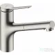 Hansgrohe ZESIS M33 egykaros mosogató csaptelep 140, kihúzható kifolyóval, 2 jet, sBox light, nemesacél felület 74803800