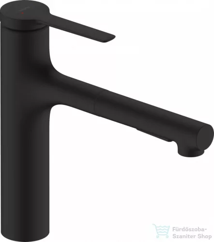Hansgrohe ZESIS M33 egykaros mosogató csaptelep 160, kihúzható kifolyóval, 2 jet, sBox light, matt fekete 74804670