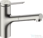 Hansgrohe ZESIS M33 150 mosogató csaptelep kihúzható zuhanyfejjel,2 jet,rozsdamentes acél 74820800