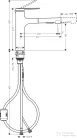 Hansgrohe ZESIS M33 160 mosogató csaptelep kihúzható zuhanyfejjel,2 jet,matt fekete 74822670