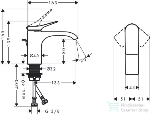 Hansgrohe VIVENIS 80 mosdó csaptelep, automata leeresztővel, króm 75010000