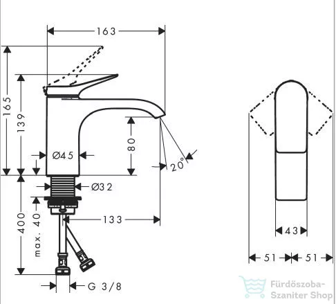 Hansgrohe VIVENIS 80 mosdó csaptelep, leeresztő nélkül, króm 75012000