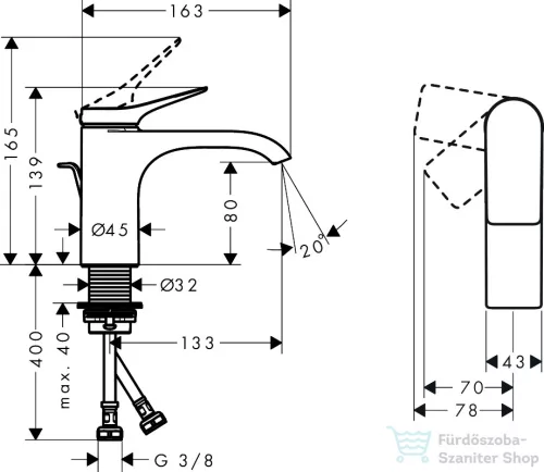 Hansgrohe VIVENIS 80 hidegindításos mosdó csaptelep automata leeresztővel, matt fehér 75014700