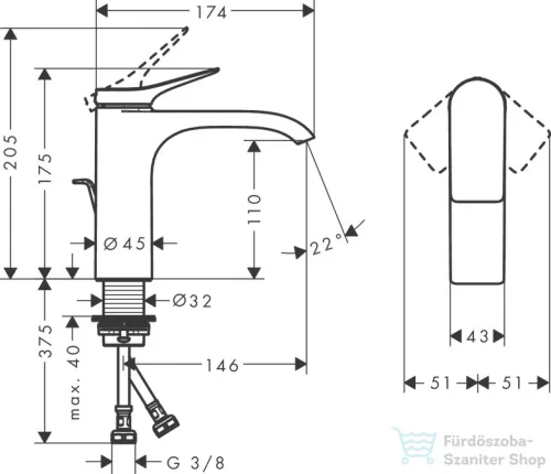 Hansgrohe VIVENIS 110 mosdó csaptelep, automata leeresztővel, matt fehér75020700