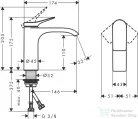 Hansgrohe VIVENIS 110 mosdó csaptelep, leeresztő nélkül, matt fekete 75022670