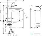 Hansgrohe VIVENIS 110 hidegindításos mosdó csaptelep automata leeresztővel, szálcsiszolt fekete króm 75023340