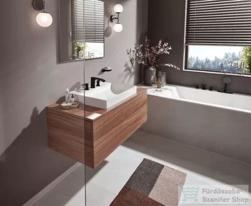 Hansgrohe VIVENIS 3 üléses mosdó csaptelep, automata leeresztővel, matt fekete 75033670