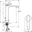 Hansgrohe VIVENIS 250 magasított mosdó csaptelep, automata leeresztővel, króm 75040000